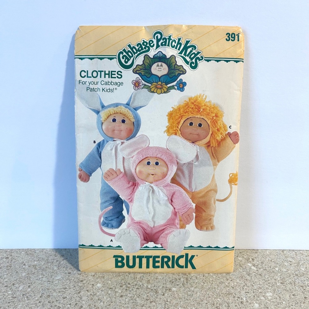 Butterick Cabbage Patch Kids‎ Doll Sewing Pattern 391 Animal Costumes Bunny Lion